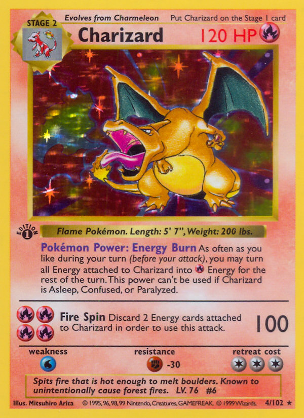 Base Set Charizard Pokémon trading card
